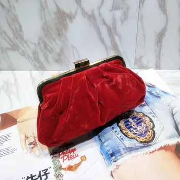 

Fashion Day Clutch Party Envelope Purse Women Ruched Pillow Bag Velvet Handbag Women Bag