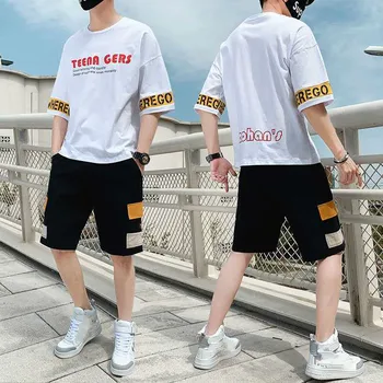 

Hip Hop Men Tracksuit New Summer T-shirts + Shorts Sets 2 Pieces Loose Sets Streetwear For Man Good Quality Cotton Casual Set