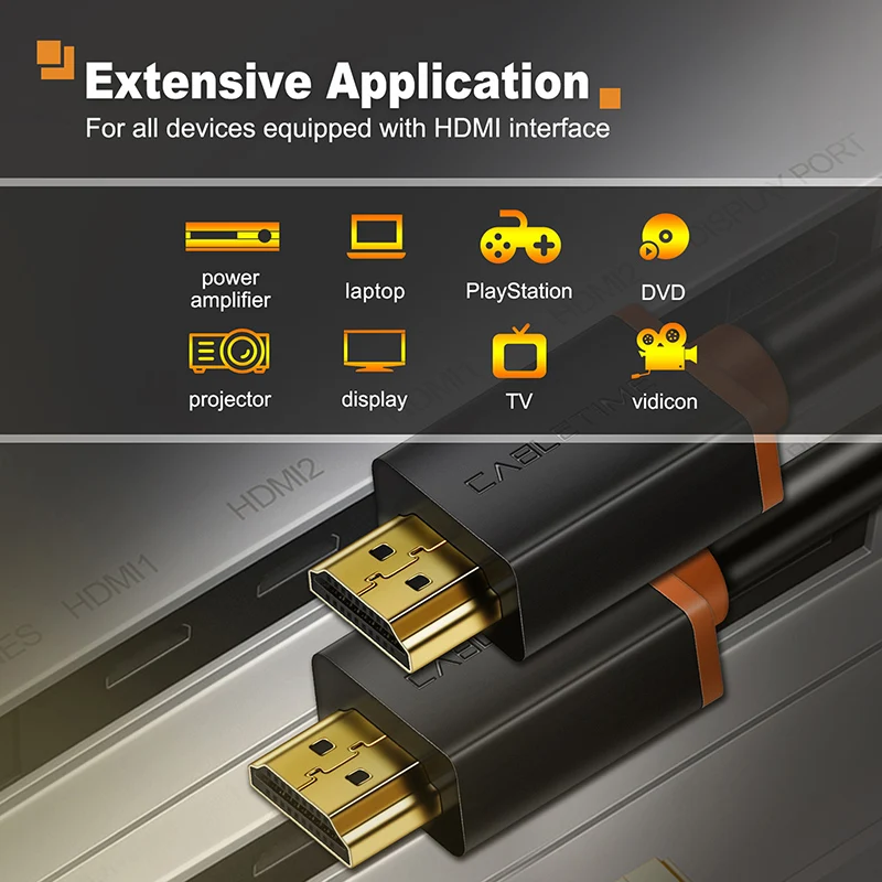 CABLETIME New HDMI to HDMI Cable 4K 2.0 60hz HDMI TO HDMI Cable Adapter 1m 1.8m 3m 5m Audio extractor for PC Display  C165