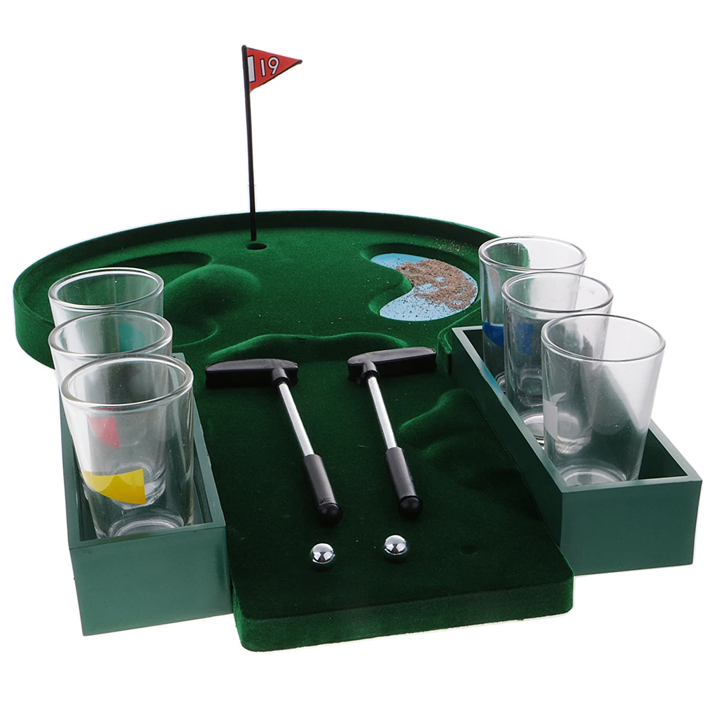 Box Mini Table Golf Drinking Game Set W/ Shot Glasses Adults Party Supplies