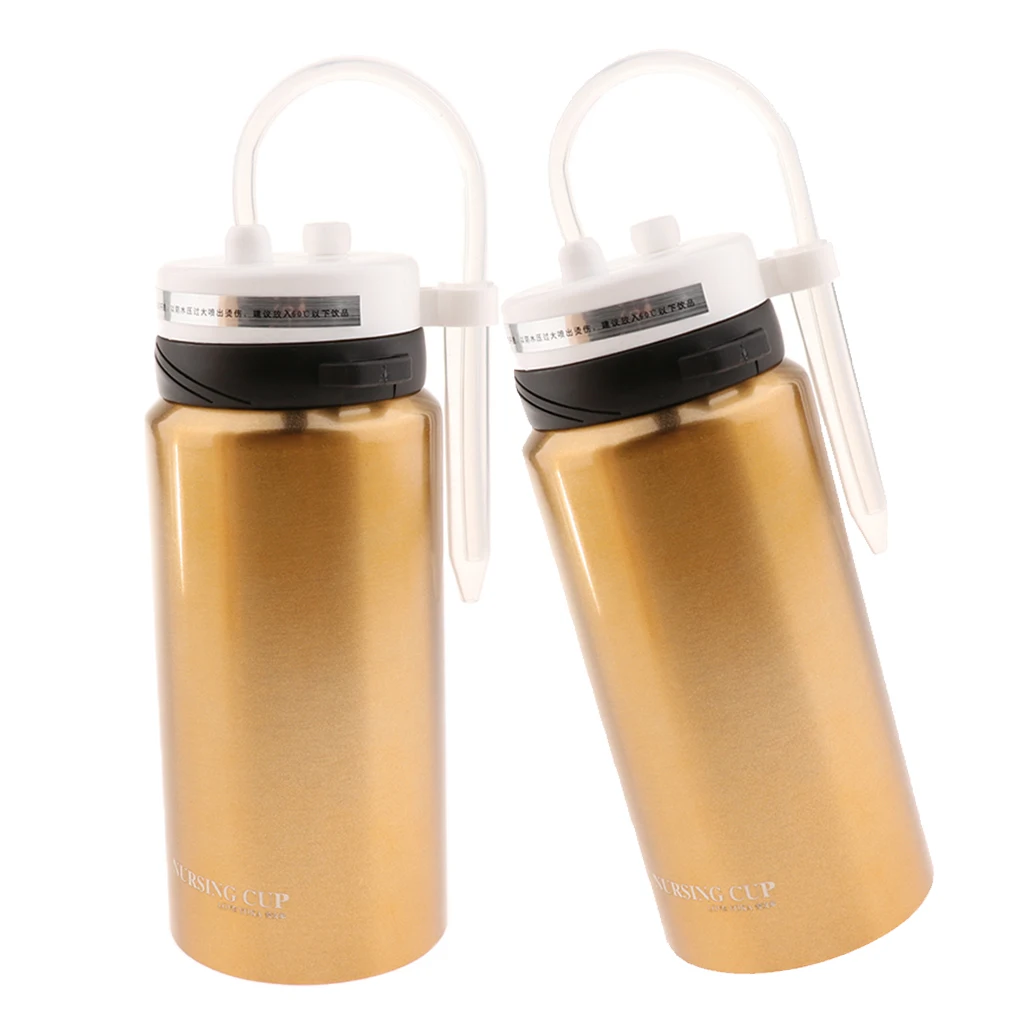 2Pcs Adult Sippy Cup for Elderly Patients Disabled Spill Proof Thermal Bottles for Elders Pregnant Woman Patient Home Hospital