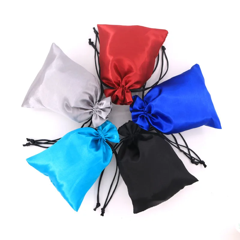 Random mix color 100 шт 9x12 см красные тканевые сумки Модные прямоугольные однотонные атласные сумки для ювелирных изделий свадебные подарочные сумки - Цвет: Random mix color