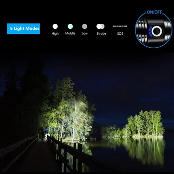 

EZK90 Dropshipping LED Flashlight XHP50 Tactical Flashlights USB Rechargeable Waterproof Zoomable 18650 26650 Torch