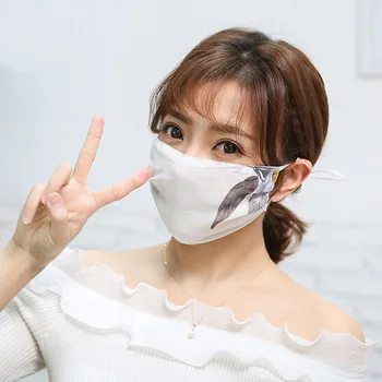 

Women's Thin Sunscreen Flower Print Gauze Hanging Ears Masks Chiffon Lady Masks Soft Mouth Face Mask Resuable Mouth Masks Hot