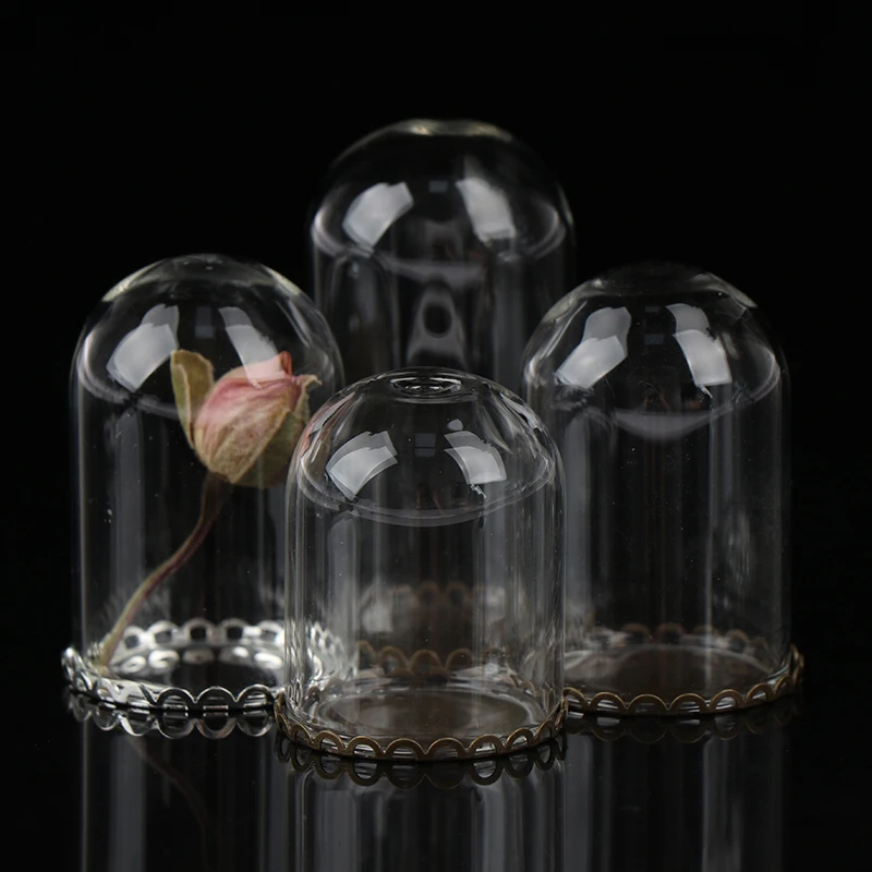 1Pc 1:12 Dollhouse Miniature Decor Flower Display Glass Display Bell Jar with Base Dollhouse Decoration Accessories 2