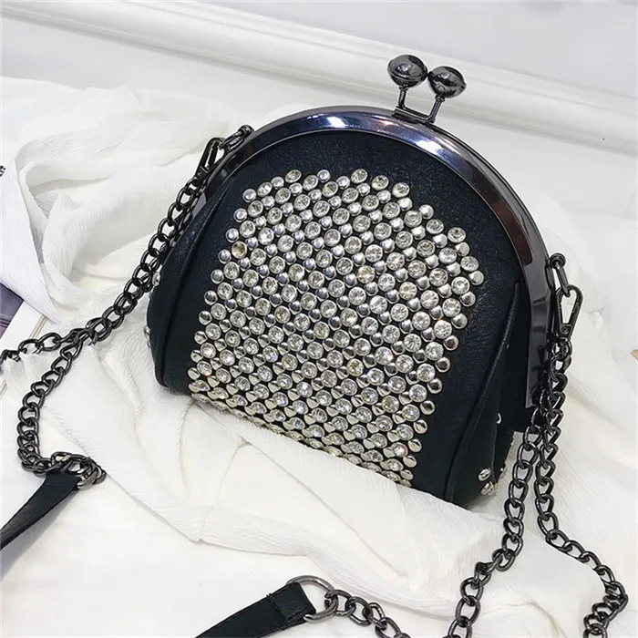 BlackSilver TOYOOSKY Модная брендовая женская сумка из искусственной кожи с бриллиантами сумка на плечо с цепочкой женская сумка через плечо - Цвет: BlackSilver