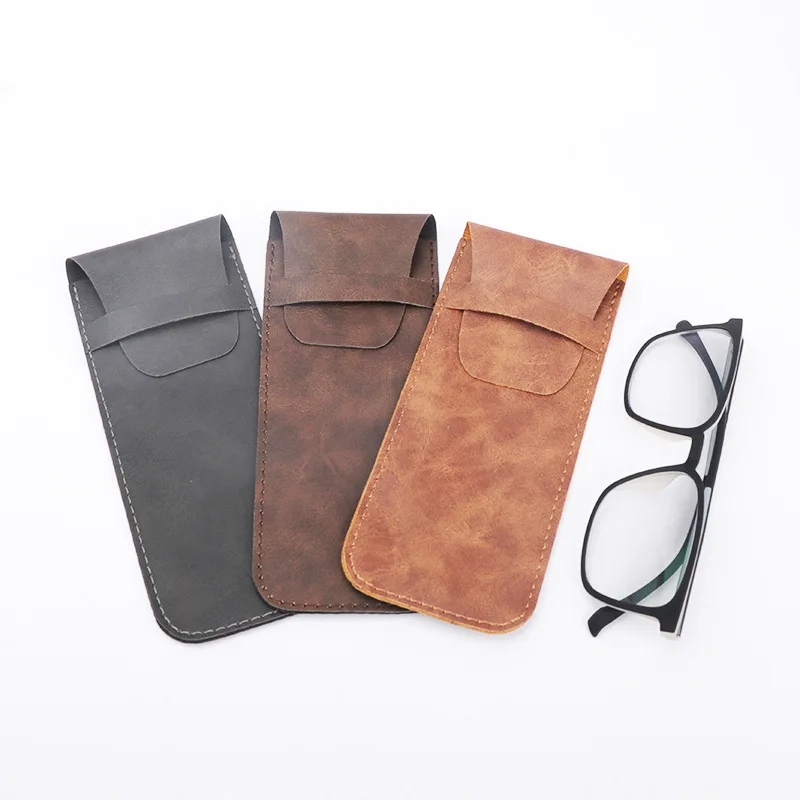 

Retro Style Reading Glasses Case Handmade Sunglasses Eyeglasses Soft Pouch For Men Small PU Leather Glasses Bag