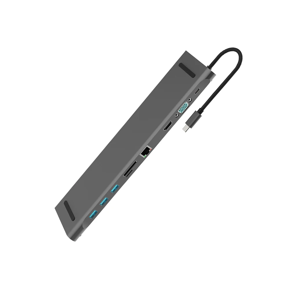 Usb type-C к USB 3,0 TF HDMI VGA RJ45 Мини DP док-станция для ноутбука док-станция для MacBook Air/MacBook Pro samsung Galaxy - Цвет: Черный