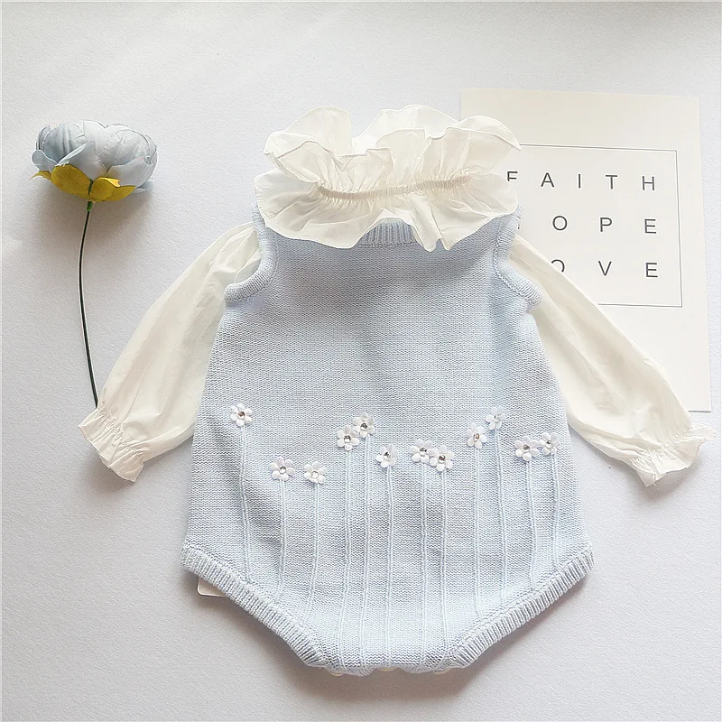 

Infant Baby Girls Sweater Knitted Spring And Autumn New Products Triangular Crawling Clothes Onesie Romper Onesie