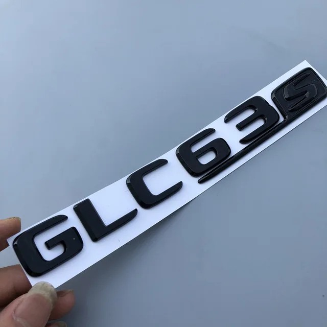 glossy black GLC63S Длинные буквы R S Эмблема для Mercedes Benz AMG GTR C63S E63S GLC63S GLE63S Эмблема для стайлинга автомобилей Наклейка на багажник черный красный серебристый - Цвет: glossy black GLC63S