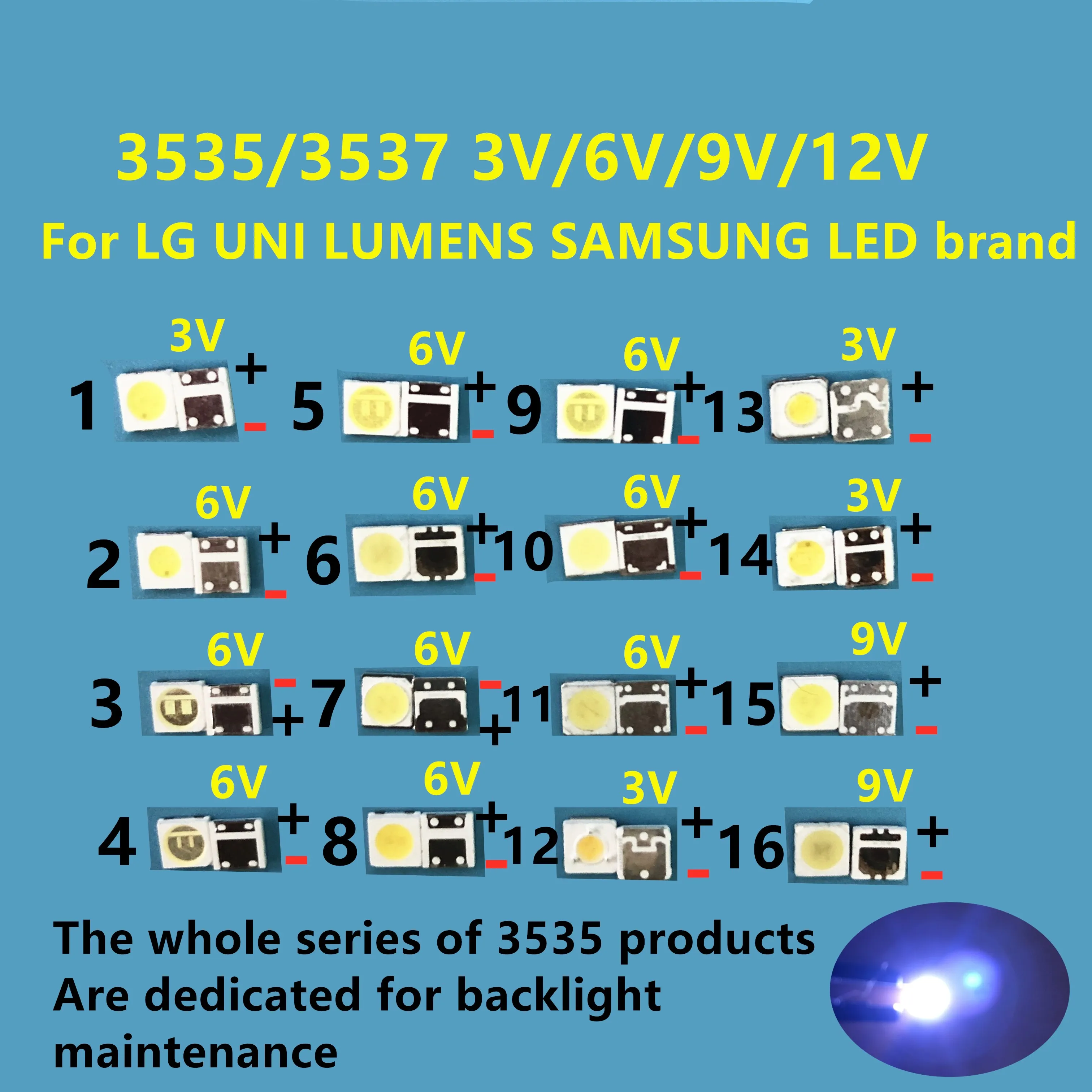 50 шт.-100 шт. для LG UNI LUMENS SAMSUNG LED совершенно новый и оригинальный 1 Вт 3 в 2 6 3535 4