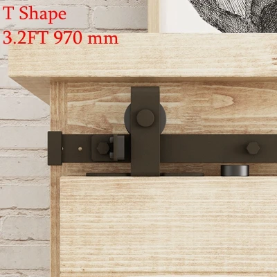T Shape 3.2FT 970 mm Деревянный шкаф мини раздвижные двери сарая аппаратный комплект двери сарая подвесной рельс для Тумба для телевизора стенд шкаф двойная дверь(без шкафа - Color: T Shape 3.2FT 970 mm