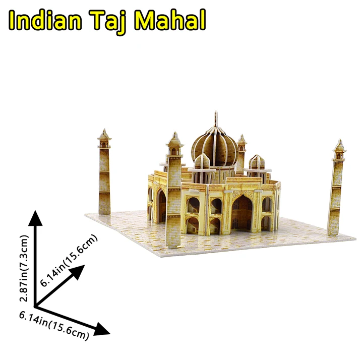 Детские игрушки картонные 3D бумажные строительные игрушки-головоломки мир сувенир Белый дом Эйфелева башня подарки для детей развивающие - Цвет: Indian Taj Mahal