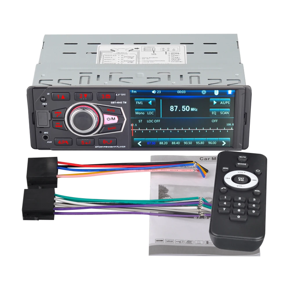 4,1 дюймов 50 Вт* 4 12 в автомобильный стерео радио двойной USB/AM/FM/RDS мобильный телефон подключение HD дисплей Автомобильный MP3 мультимедийный плеер