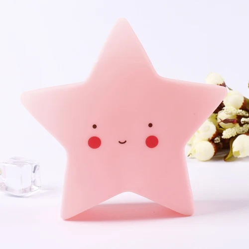 Pink stars Милый смайлик, облака, звезды, луна, успокаивающий, светящийся ночной светильник, светильник для кормления, детская спальная игрушка, Детские Рождественские подарки на год - Испускаемый цвет: Pink stars
