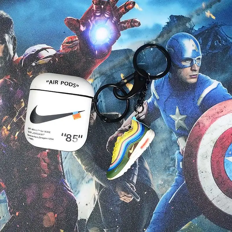 a shoe w case Прямая поставка Chicago pod 2 Чехол ПВХ брелок в виде кроссовка для подарка 3D мини-кроссовки Спортивное черное кольцо посылка брелок в виде кроссовка s - Цвет: a shoe w case