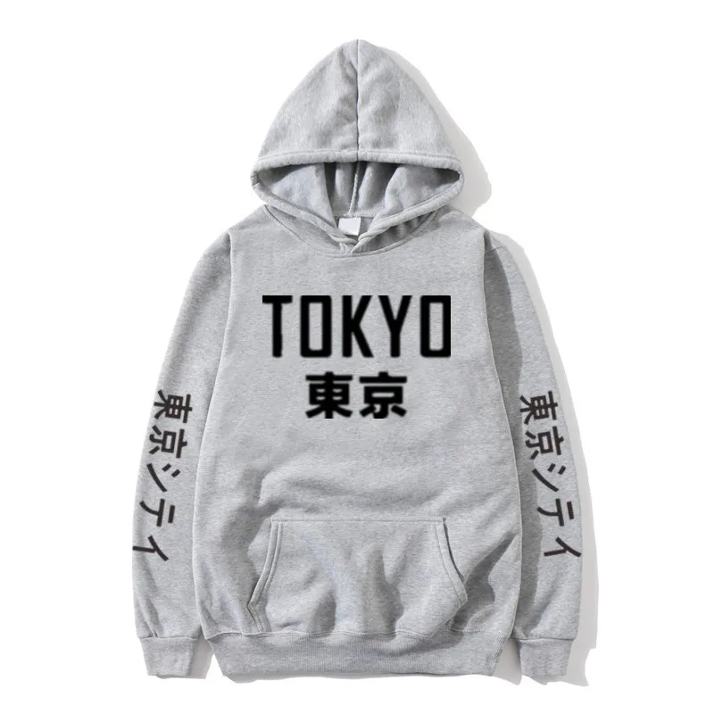 Новинка, толстовки в японском стиле Харадзюку, пуловер с принтом в виде города Токко, Повседневный свитер в стиле хип-хоп, уличная одежда белого цвета, мужские топы 3XL - Цвет: Серебристый