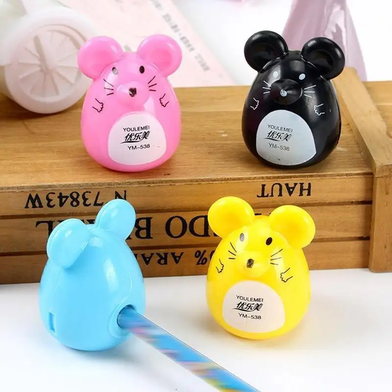 Новинка 2 шт. Милая Kawaii Милая пластиковая Мышь точилка для карандаша ручная креативная Канцтовары подарки для детские школьные принадлежности