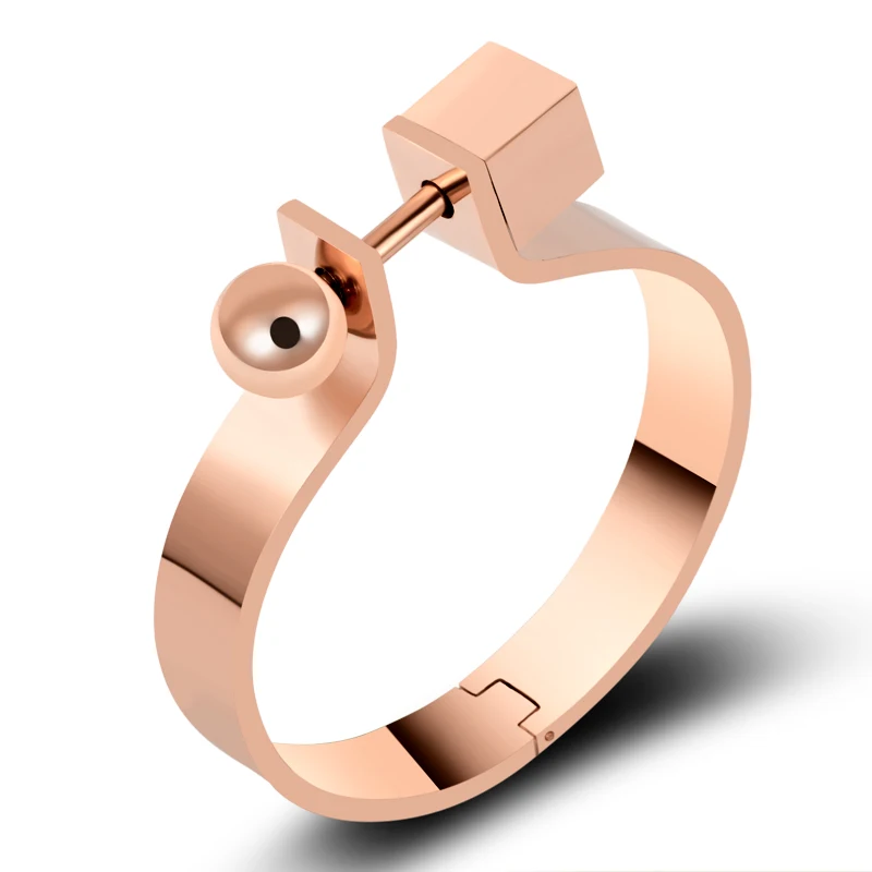 Rose Gold Сережка Винт браслет для любимой Мужчины ювелирные изделия нержавеющая сталь браслет золото серебро дизайн панк Рок большой круглый Pulseiras - Окраска металла: Rose Gold