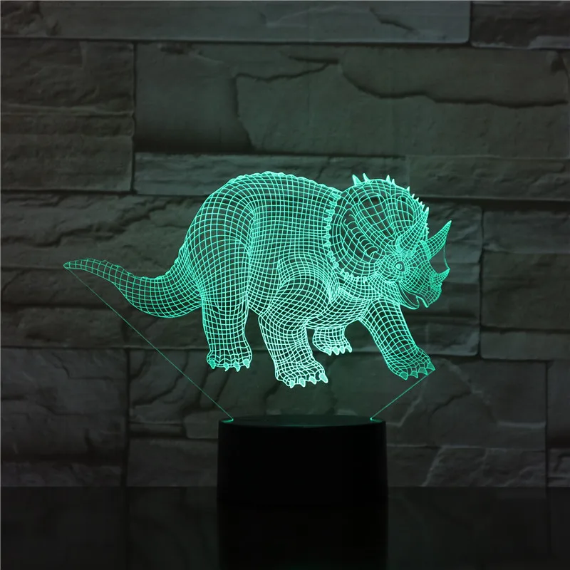 Ночная лампа Rhinoceros цветная акриловая для вечеринки 3D Голограмма меняющая цвет