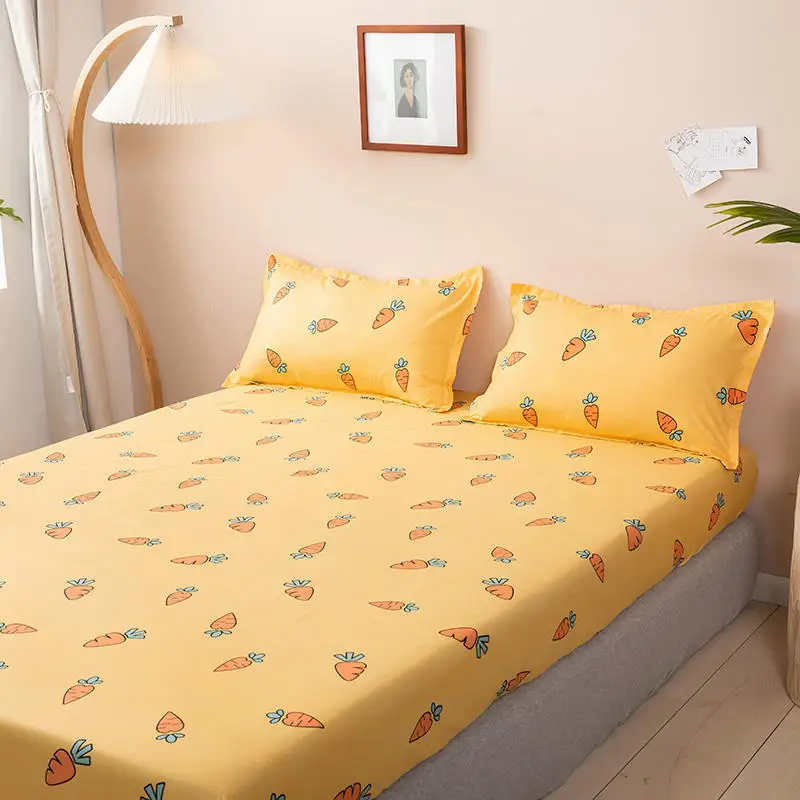 Bonenjoy 1 pc Mattress Cover With Elastic Twin/Full/Queen/King Size Fitted Sheet Carrot Pattern Bedsheet For Adults Children 3