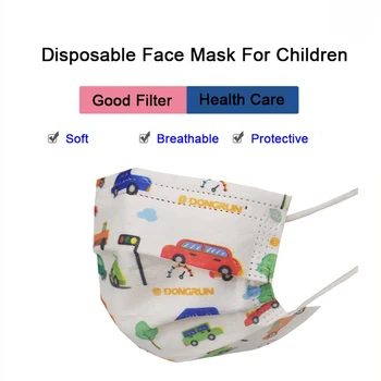 

100pcs Children Face Mask Cartoon Printed Anti-bacteria Anti-flu Anti-dust Disposable Mouth Cover Masks Personal Protective