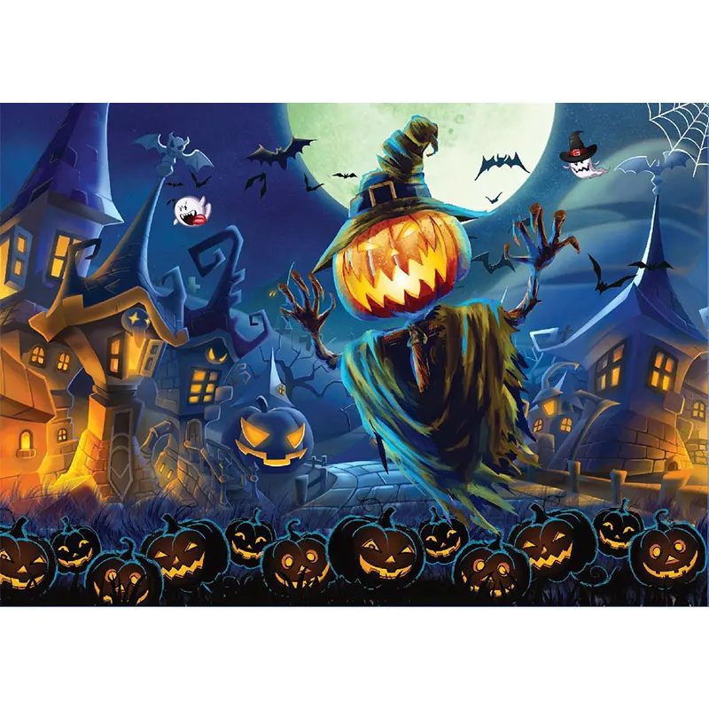 

1000Pcs Jigsaw Puzzle Educational Toys For Children Bedroom Decoration Stickers Halloween Gift Witch, Pumpkin Scenery Puzzle Toy