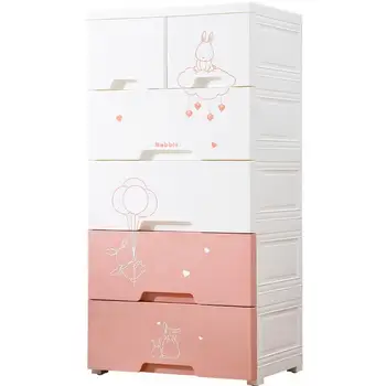 

Thickened Odorless Drawer-type Receipt Cabinet For Newborn Babies Plastic Storage Cabinet Multifunctional Five-bucket Cabinet Fo