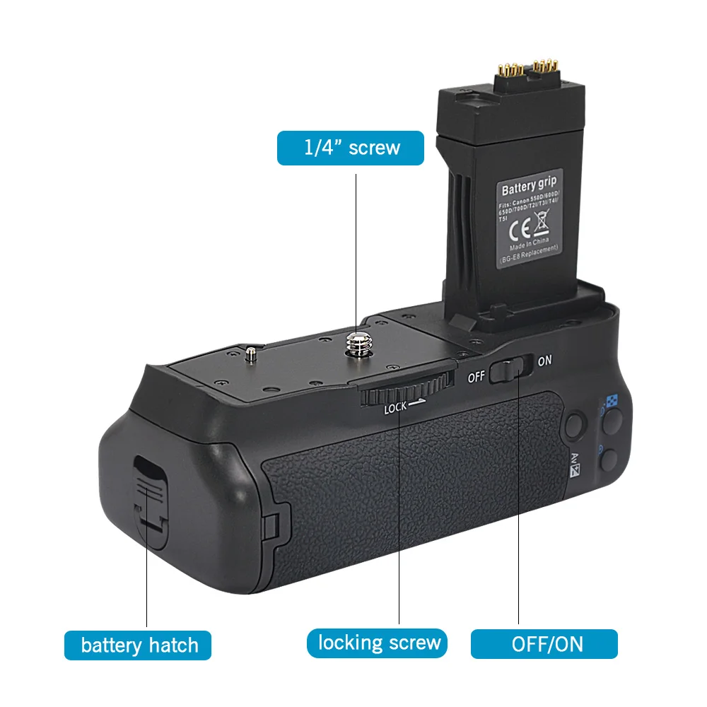 Mcoplus BG-550D Vertical Battery Grip Pack For Canon EOS 550D 600D 650D 700D T5i T4i T3i T2i as BG-E8 camera battery handle grip