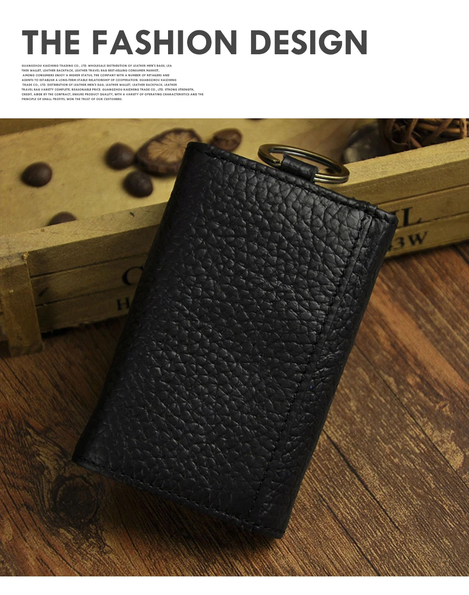 Original Leather Men Fashion Multifunction Coin Wallet Car Remote Case Key Ring Case Holder Chain Designer Key Package Bag 230-L