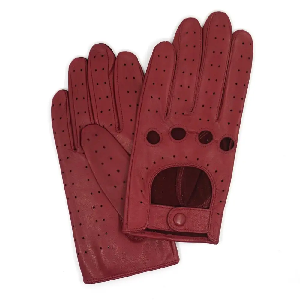 Женские перчатки Harssidanzar с сенсорным экраном, Роскошные итальянские перчатки из овчины, кожаные перчатки для вождения, без подкладки, в винтажном стиле - Цвет: Burgundy(lambskin)