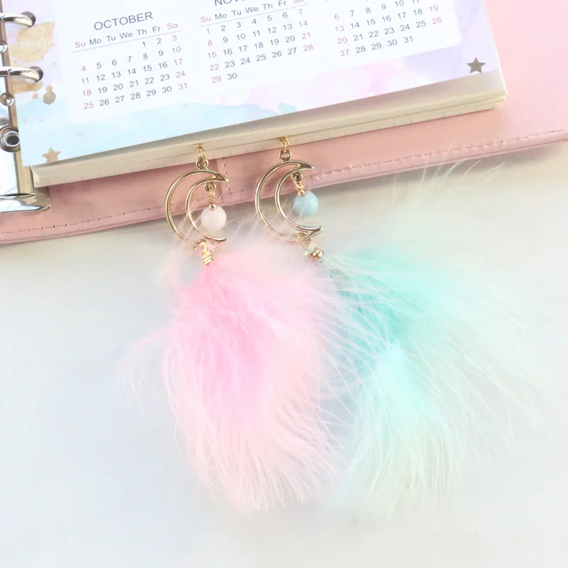 

Domikee cute kawaii Korean moon stars feather office school metal bookmarks for book candy girls student stationery supplies