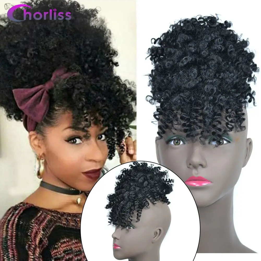 Chorliss Курчавые Кудрявые синтетические шиньон с челкой блондинка короткие