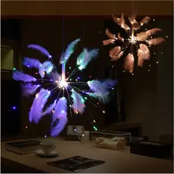 Креативный Starburst Фея перо фейерверк свет гирлянда Праздничная лампа 100 светодиодный DIY Складная батарея гирлянда уличная Рождественская