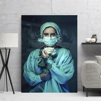 

Canvas Painting Nurse Flowers Picture Modern Home Decor Modular Wall Artwork Posters And Prints Cuadros Living Bedroom Framework