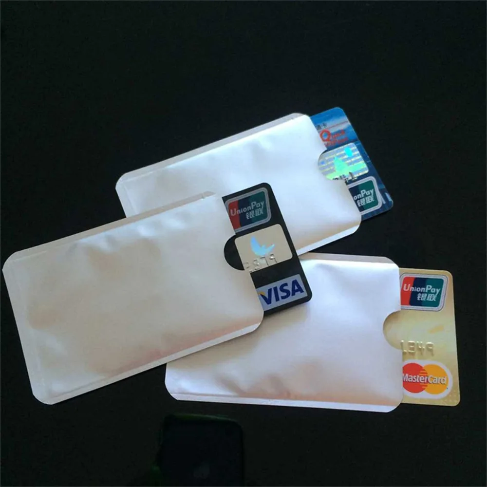 

100 pcs IC Credit card Protection RFID Shielded Sleeve Card Sliver Blocking NFC security Card to Prevent unauthorized scan
