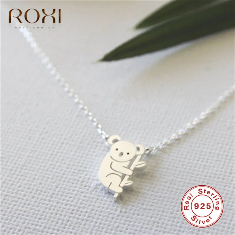 ROXI милое ожерелье коала австралийская коала медведь ожерелье с лесными обитателями Подвески Животные ювелирные изделия 925 пробы Серебряное ожерелье женский подарок