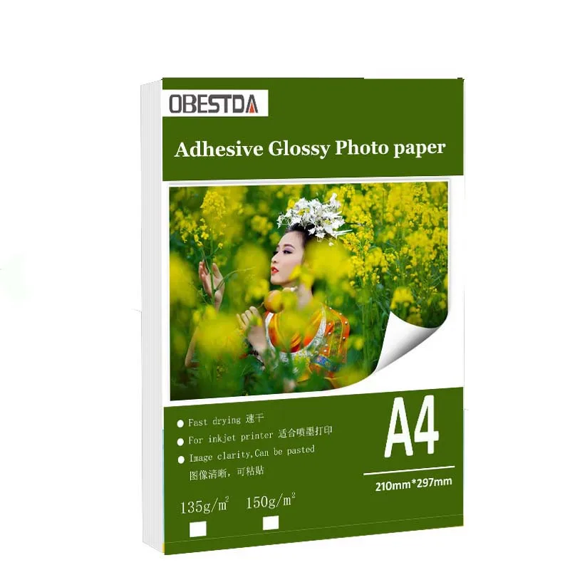 

A4 50sheets A6 100sheets 135g 150g high Glossy Self Adhesive Inkjet Printing with back glue sticker photo paper