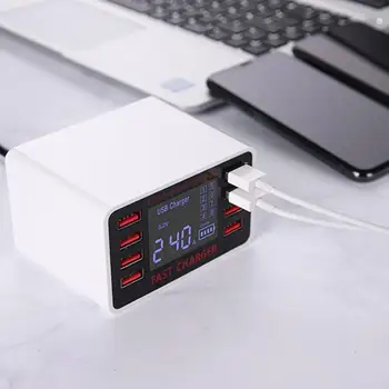

40W Multi-Port Charger LCD Display 8 Port USB Charging Station Power Adapter Universal Mobile Phone Desktop Wall Home
