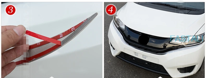 Для Honda FIT- отделка переднего бампера полоса сетка украшение яркая полоса из нержавеющей стали Декоративная полоса автомобильные аксессуары