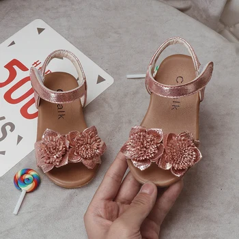 

Girls baby sandals kids summer shoes casual flat sandals with flower fashion children little princess soft bottom shoes