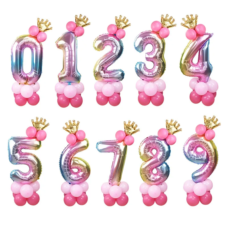 32 дюйма розовый Золотой Розовый Синий Фольга номер шар гелиевый воздух цифровой рисунок шар Свадьба Дети День рождения Юбилей шар - Цвет: G pink balloon