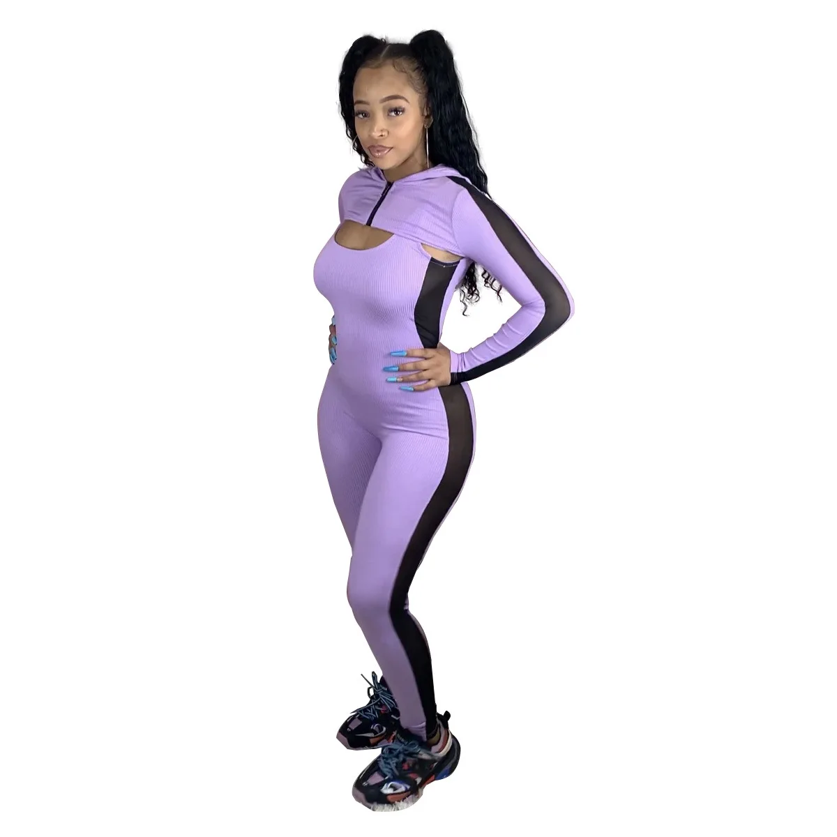 

Knit Splicing Women's Set Long Sleeve Crop Tops Leggings Pants Suit Active Wear Tracksuit Two Piece Set Fitness Outfit