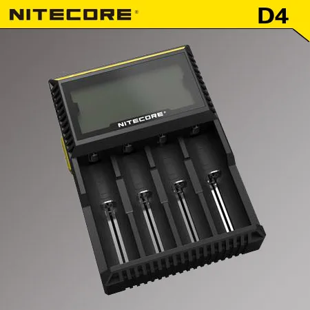 Оригинальное зарядное устройство Nitecore D4 Батарея Зарядное устройство ЖК-дисплей с функцией умной зарядки для 18650 14500 16340 26650 батареи 12V Зарядное устройство для AA AAA батареи