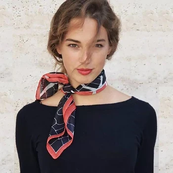 

Small Square Scarf Women Silk Elegant Hair Band Head-neck Satin Artificial Silk Scarf Female Print Official Soft Work's Scarf