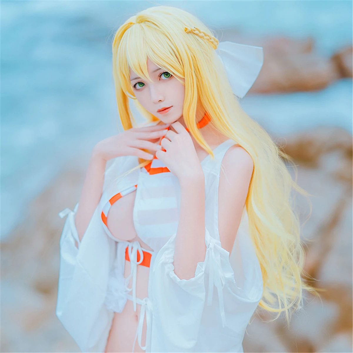 

FGO Fate/Grand Order Cosplay Nero Claudius Caesar Augustus Germanicus Swimsuit Swimwear Anime Saber Fate/EXTRA