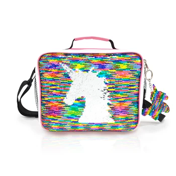 

Rainbow Sequins Unicorn Lunch Bags for Girls Woman Cartoon Thermal Insulated Waterproof Outdoor Lunch Box for School Students