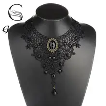 1 шт. Новинка хит женское черное кружево и бусы колье Викторианский стиль стимпанк готический воротник ожерелье приятный подарок для женщин