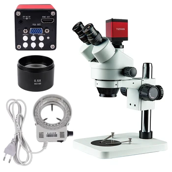 

Professional Simul-Focal Trinocular Stereo Microscope 3.5X-90X Vertical Zoom+13MP HDMI/VGA Microscope Camera for PCB Soldering