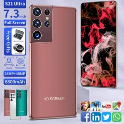 Smartphone S21 Ultra, Version globale, téléphone portable 5G, 7.3 pouces HD, Android, 16 go + 512 go, 6800mAh 